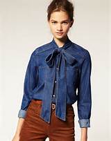 Kut Bow Denim Blouse