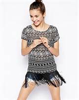 Pussycat Londen Pussycat Londen Aztec Print Top met randen op